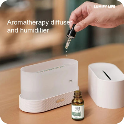 Ultrasonic Cool Mist Aroma Diffuser with LED Essential Oil Flame Lamp