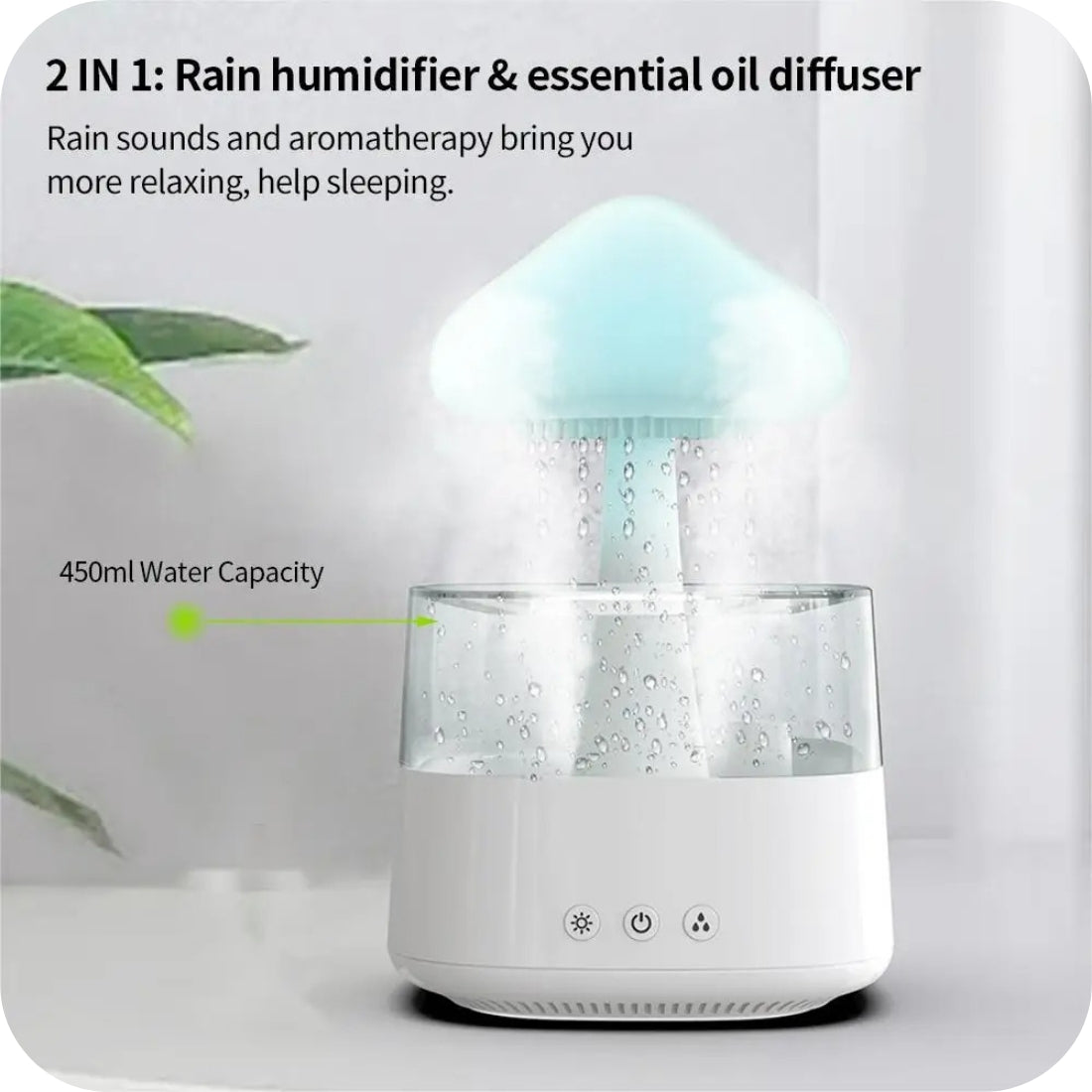 Raindrop Aromatherapy Ultrasonic Humidifier, featuring Colorful Lamp and Cloud-like Diffusion Technology