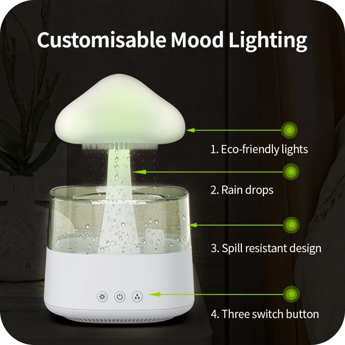 Raindrop Aromatherapy Ultrasonic Humidifier, featuring Colorful Lamp and Cloud-like Diffusion Technology