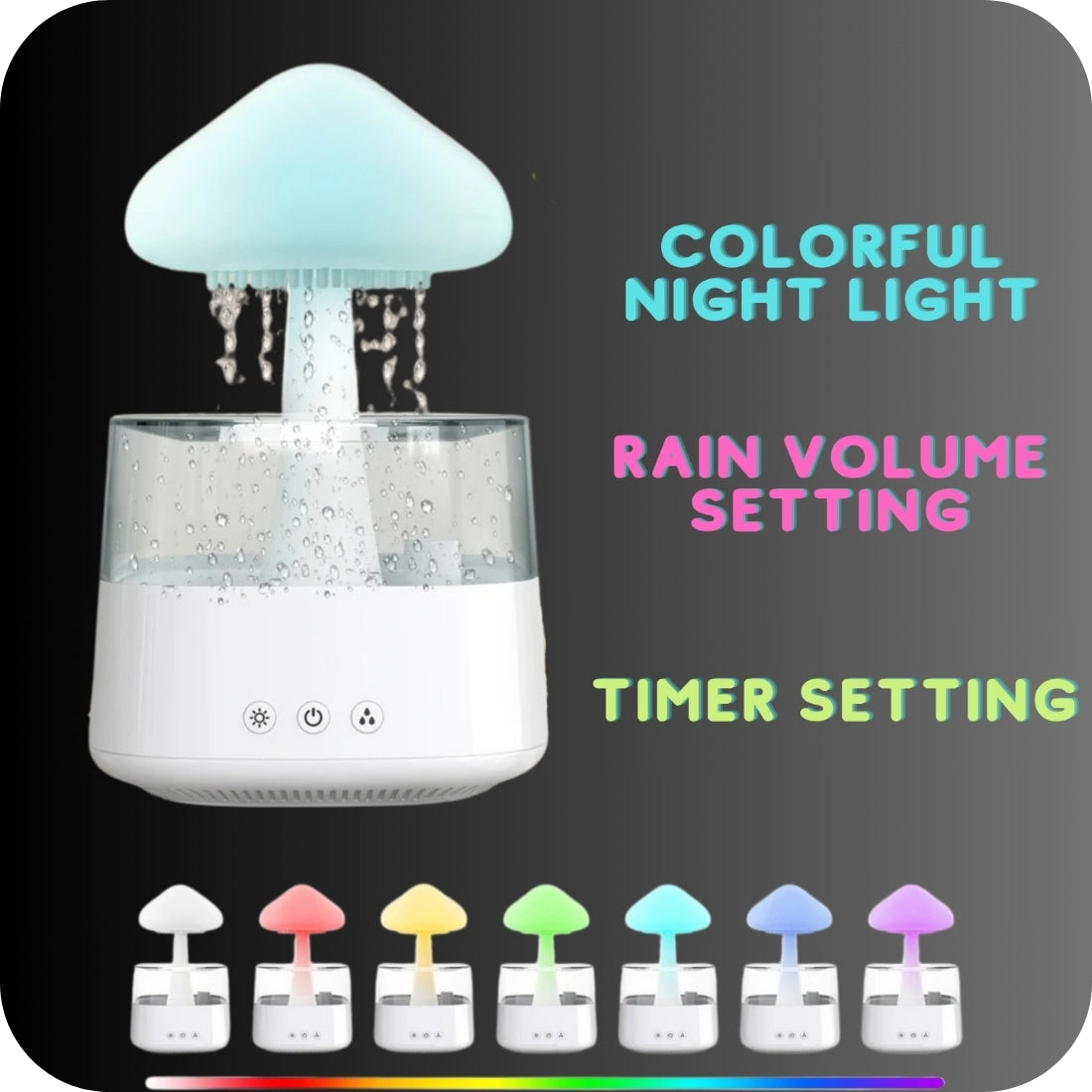 Raindrop Aromatherapy Ultrasonic Humidifier, featuring Colorful Lamp and Cloud-like Diffusion Technology