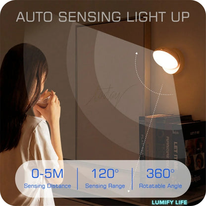 360° Rotated PIR Motion Sensor LED Night Light - Rechargeable Wall Lamps