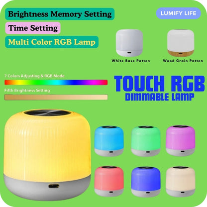 Portable Rechargeable Touch RGB Dimmable Lamp - Colorful LED Night Light with Remote Control