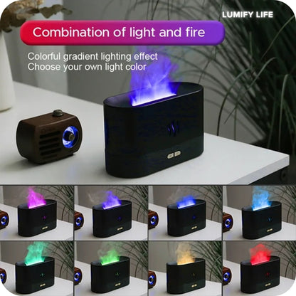 Ultrasonic Cool Mist Aroma Diffuser with LED Essential Oil Flame Lamp