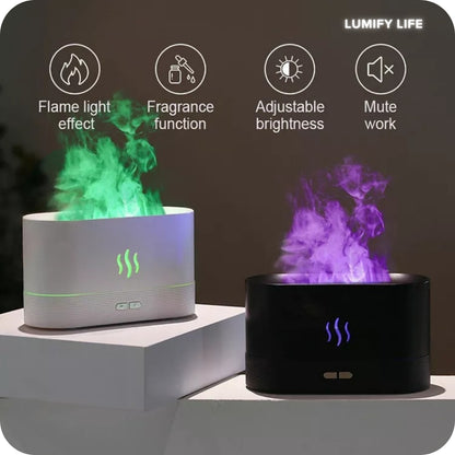 Ultrasonic Cool Mist Aroma Diffuser with LED Essential Oil Flame Lamp