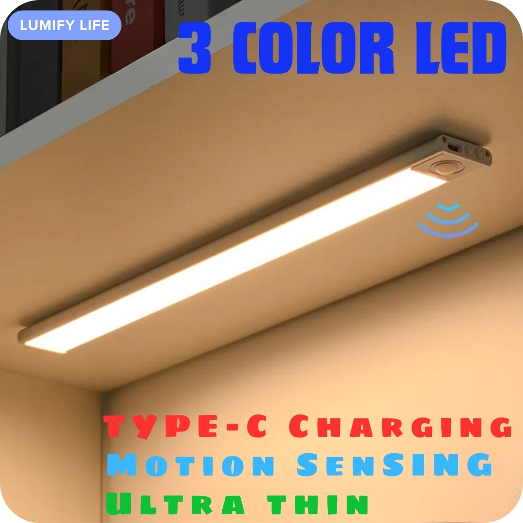 Motion Sensor LED Night Light - TYPE-C USB, Three Colors in One Lamp