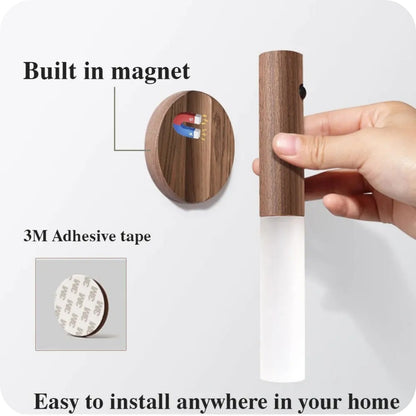 Wooden USB LED Night Light - Magnetic Wall Lamp